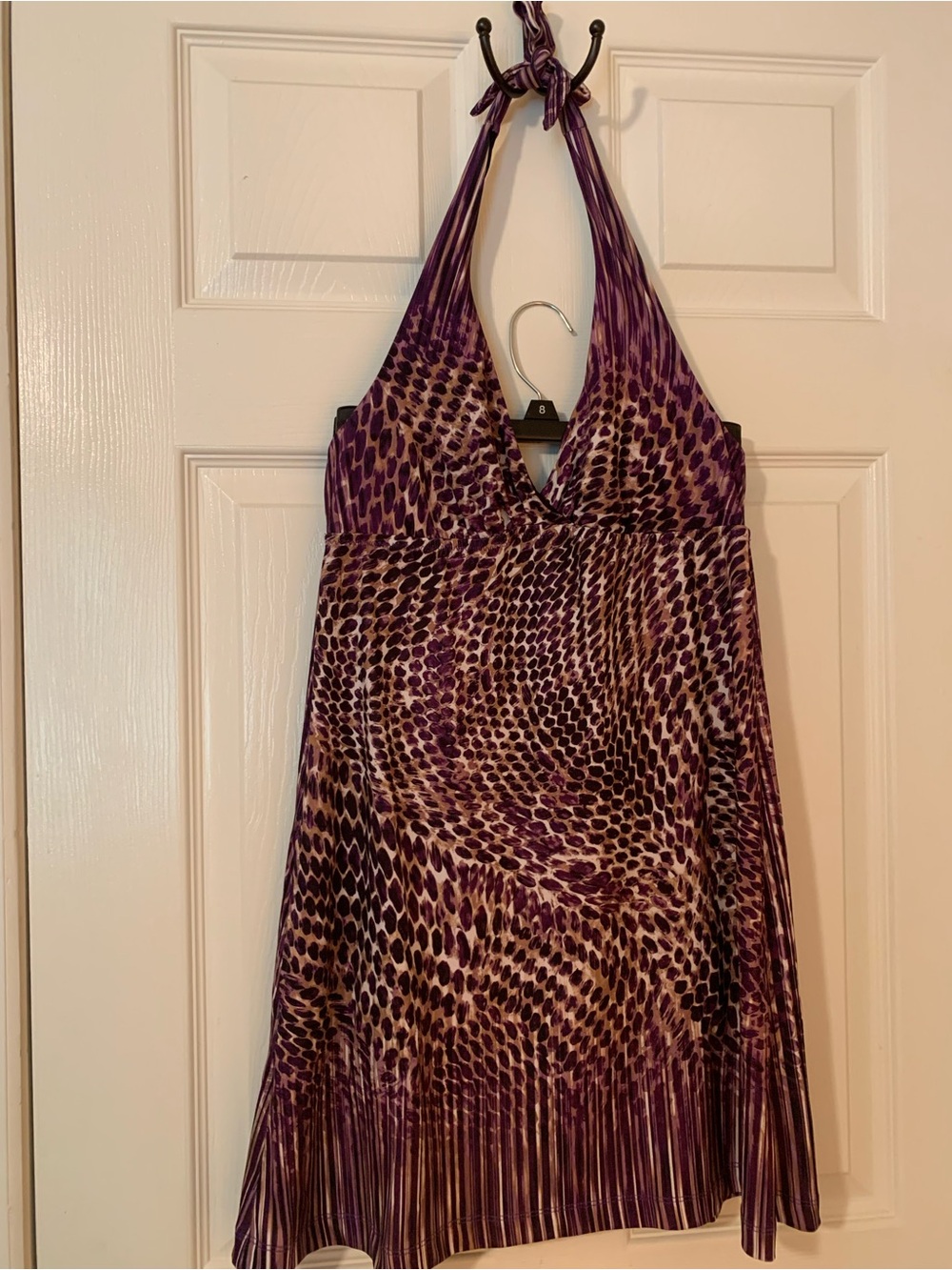 BECCA Purple and Beige Halter Tie Swim Coverup